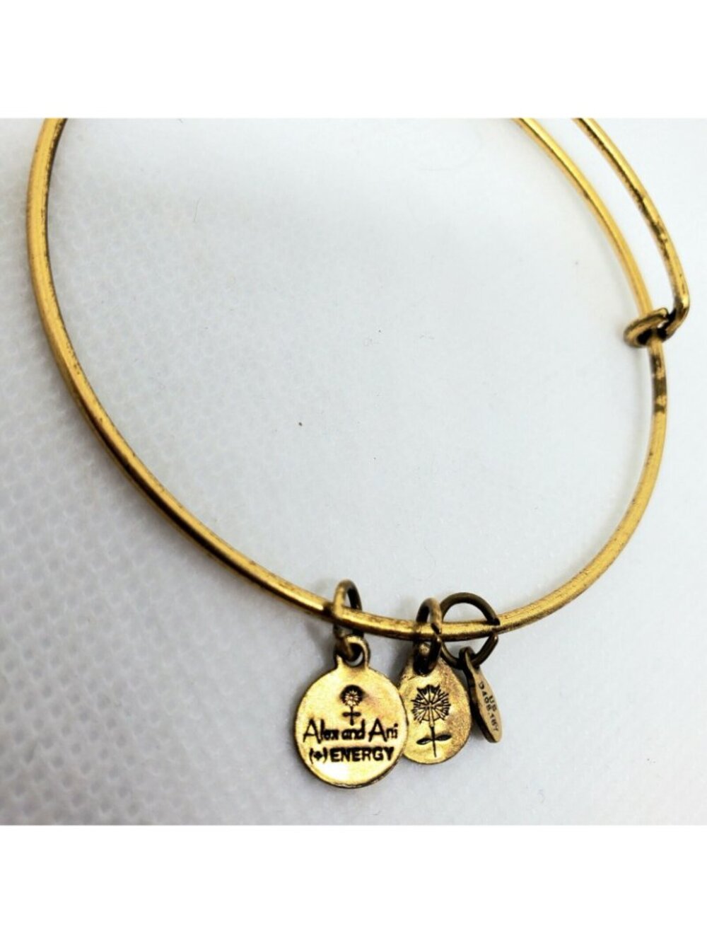Alex and Ani Bangle Charm Bracelet Goldtone infused +Energy Technology Flower - Picture 4 of 10